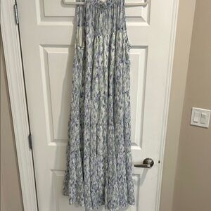 Floral Maxi Skirt - Blue and Green